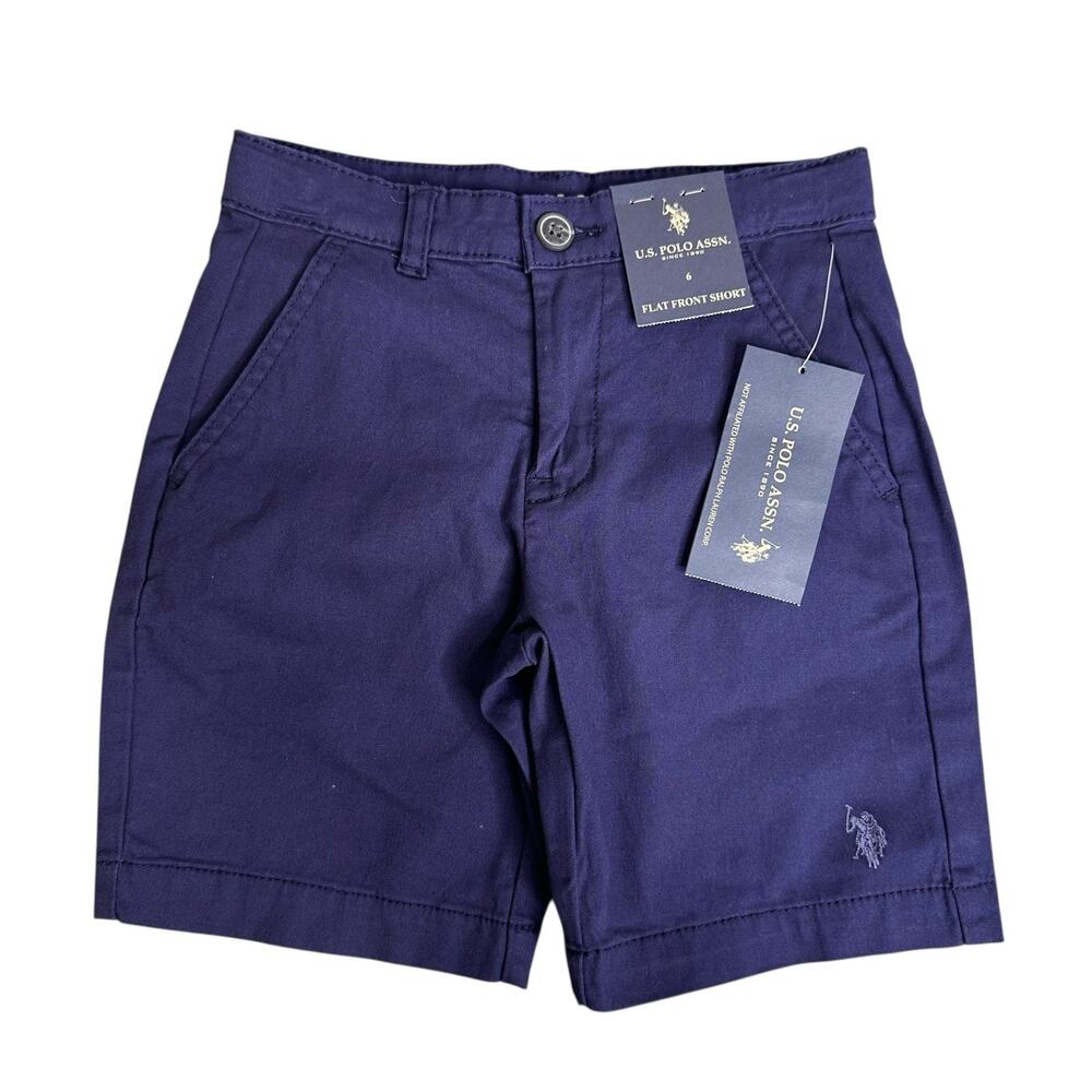 U.S. Polo Assn Flat Front Navy Twill Hartford Short Boys Size 6 Shorts Pockets